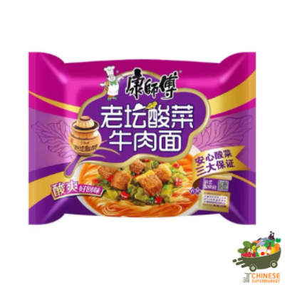 บะหมี่ รสเนื้อตุ๋นผักดอง(ม่วง) /唐师傅老谭酸菜牛肉面