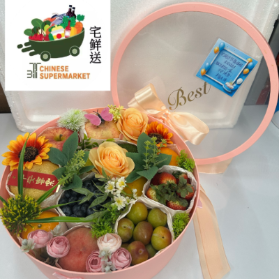 香槟色水果礼盒 / กล่องผลไม้ กล่องโอรส