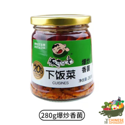 饭扫光爆炒香菌 (ผักดองผสมเห็ด ตราฟ่านเสากวาง)