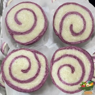 手工紫薯山药馒头4个(หมั่นโถวซันเย่ามันม่วง4ลูก) - กล่อง